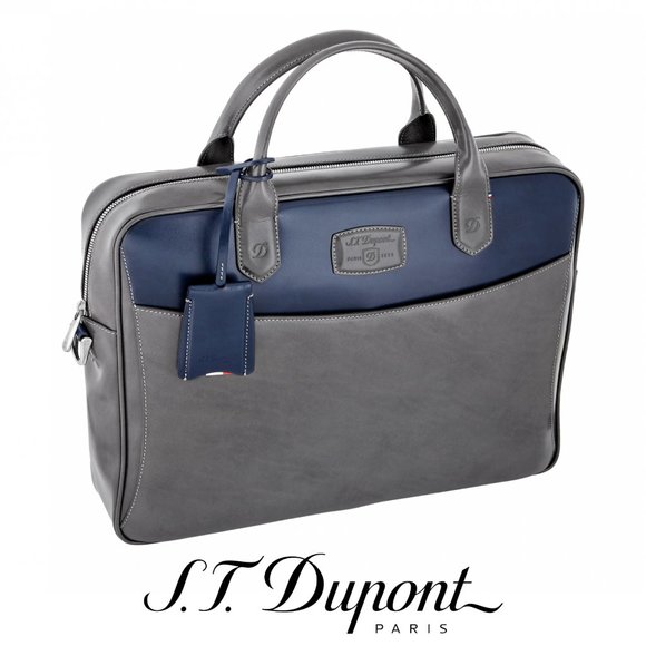 ST Dupont 181590 Line D Navy Grey Leather Document Holder - Picture 1 of 10